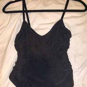 Black mesh cami thong bodysuit